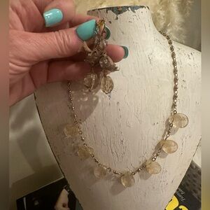 Elegant Gold Necklace/Earring Set with Crystal Accents